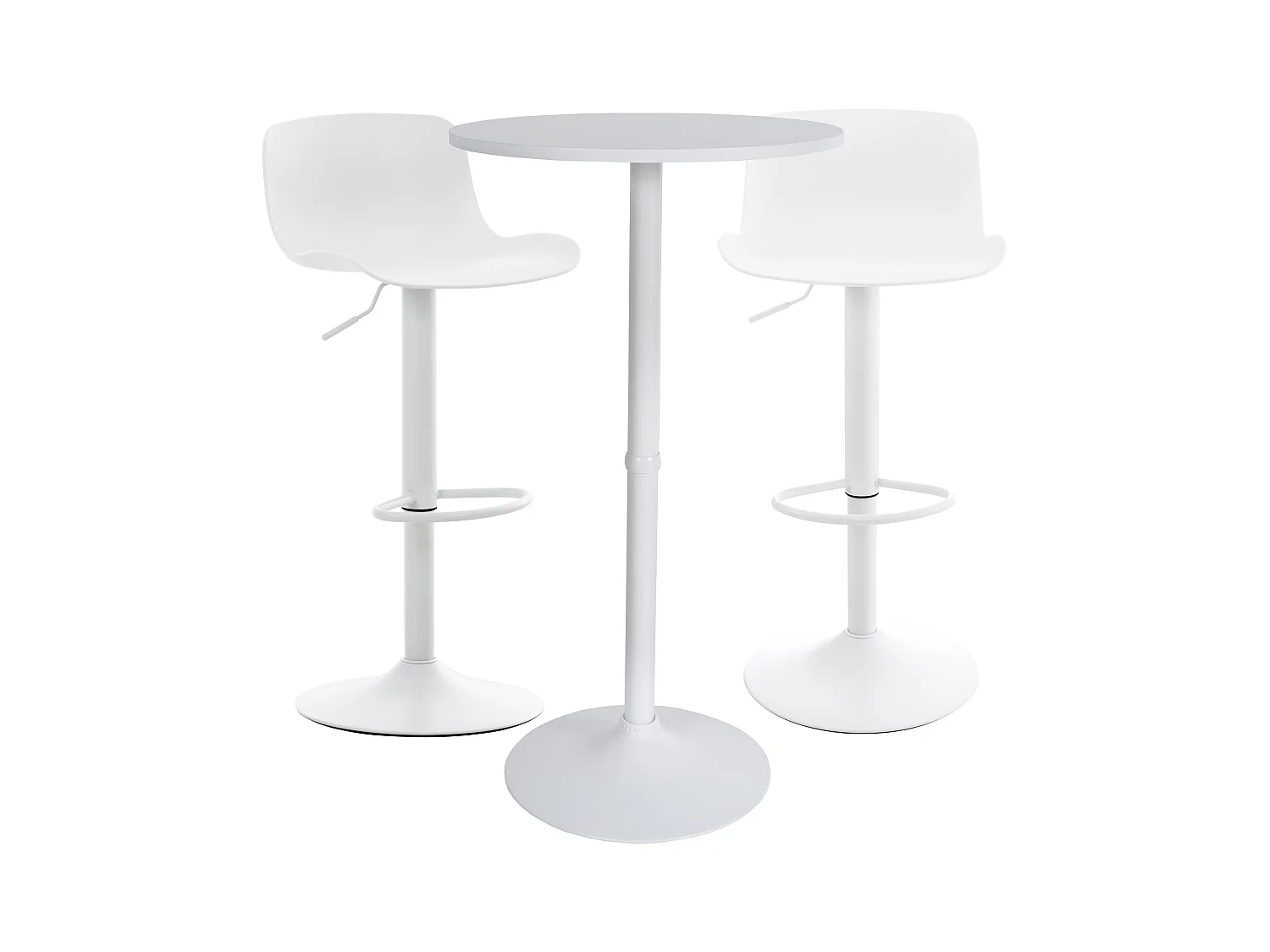 Lot de 2 Ensemble table de bar - Plastique - Blanc - Medora