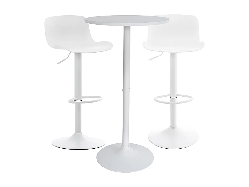 Lot de 2 Ensemble table de bar - Plastique - Blanc - Medora
