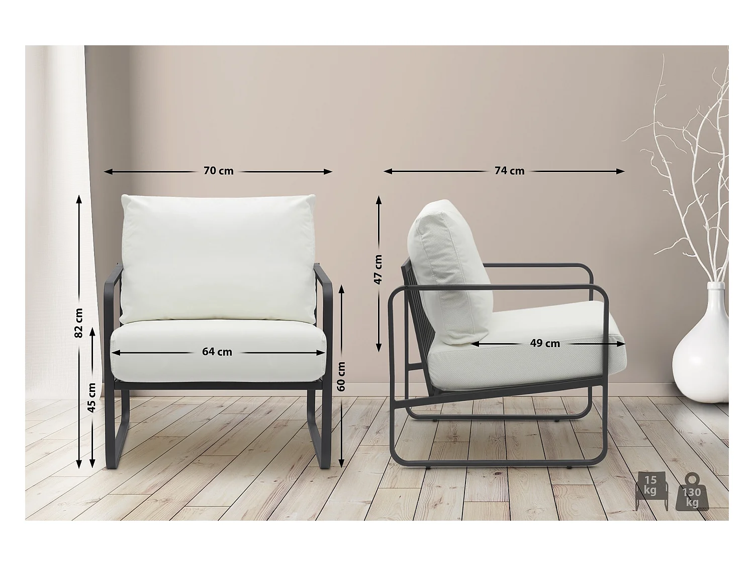 Chaise longue - Similicuir - Blanc - Manea