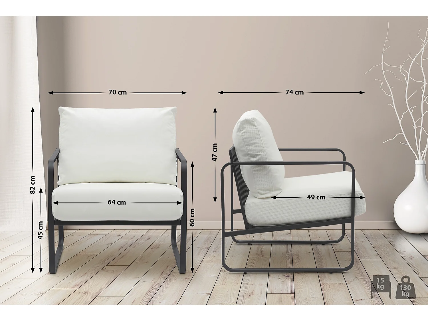 Chaise longue - Similicuir - Blanc - Manea