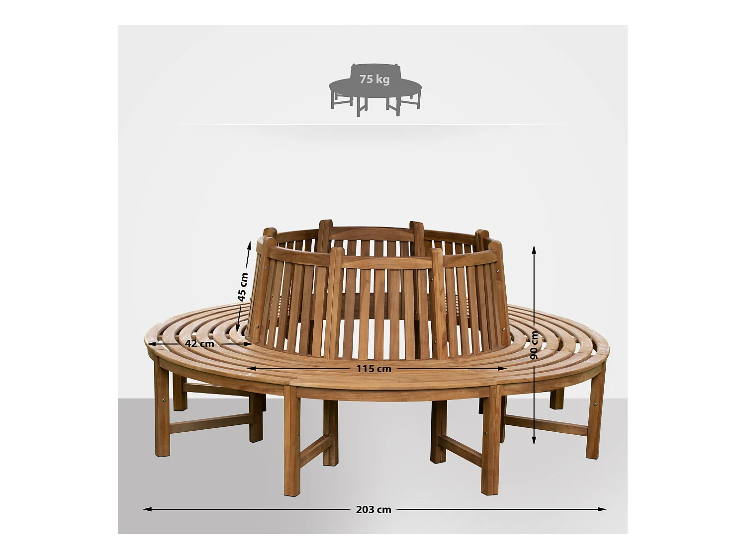 Banc de jardin - Bois & Acier inoxydable - Marron - Nila