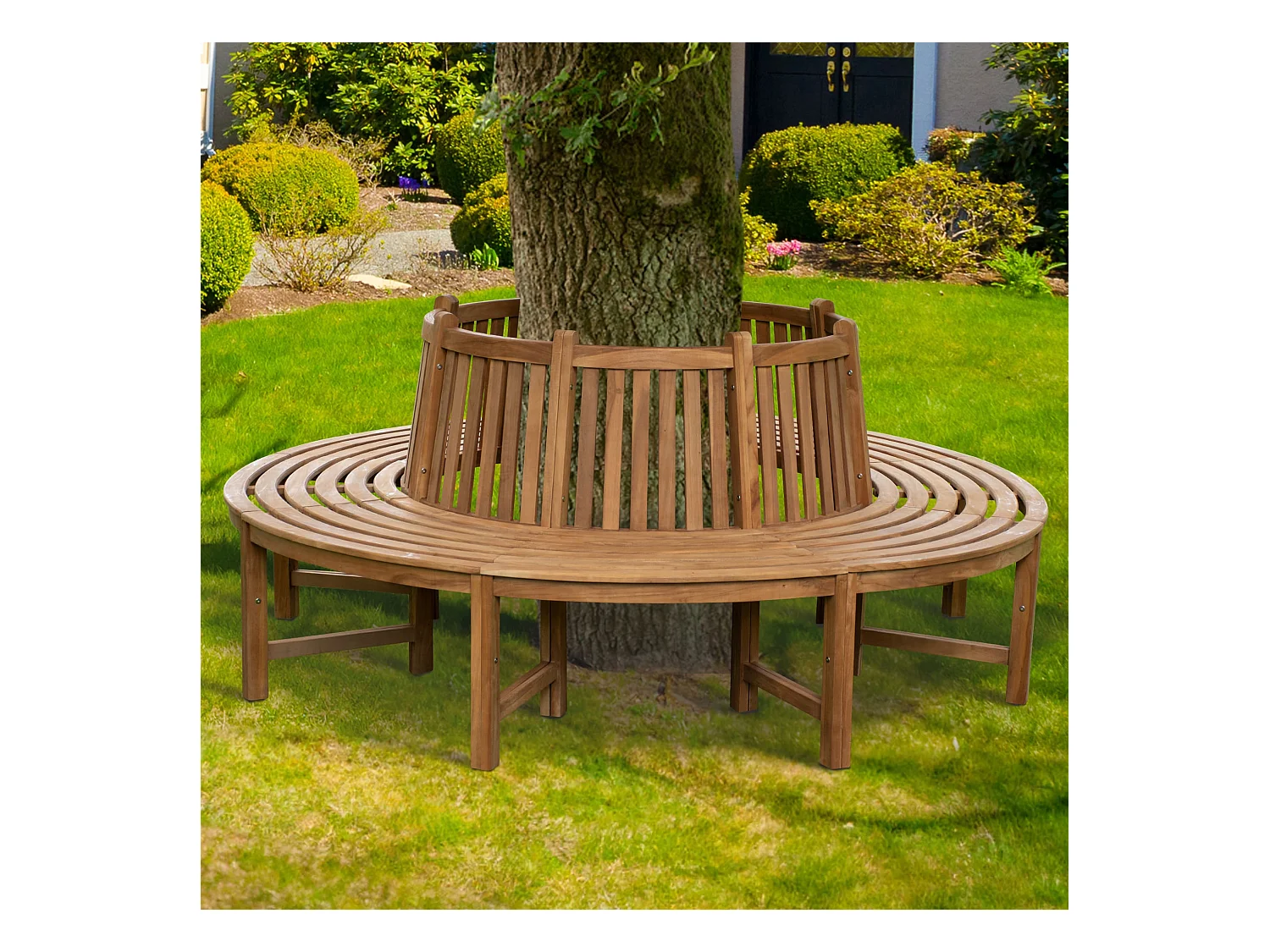 Banc de jardin - Bois & Acier inoxydable - Marron - Nila