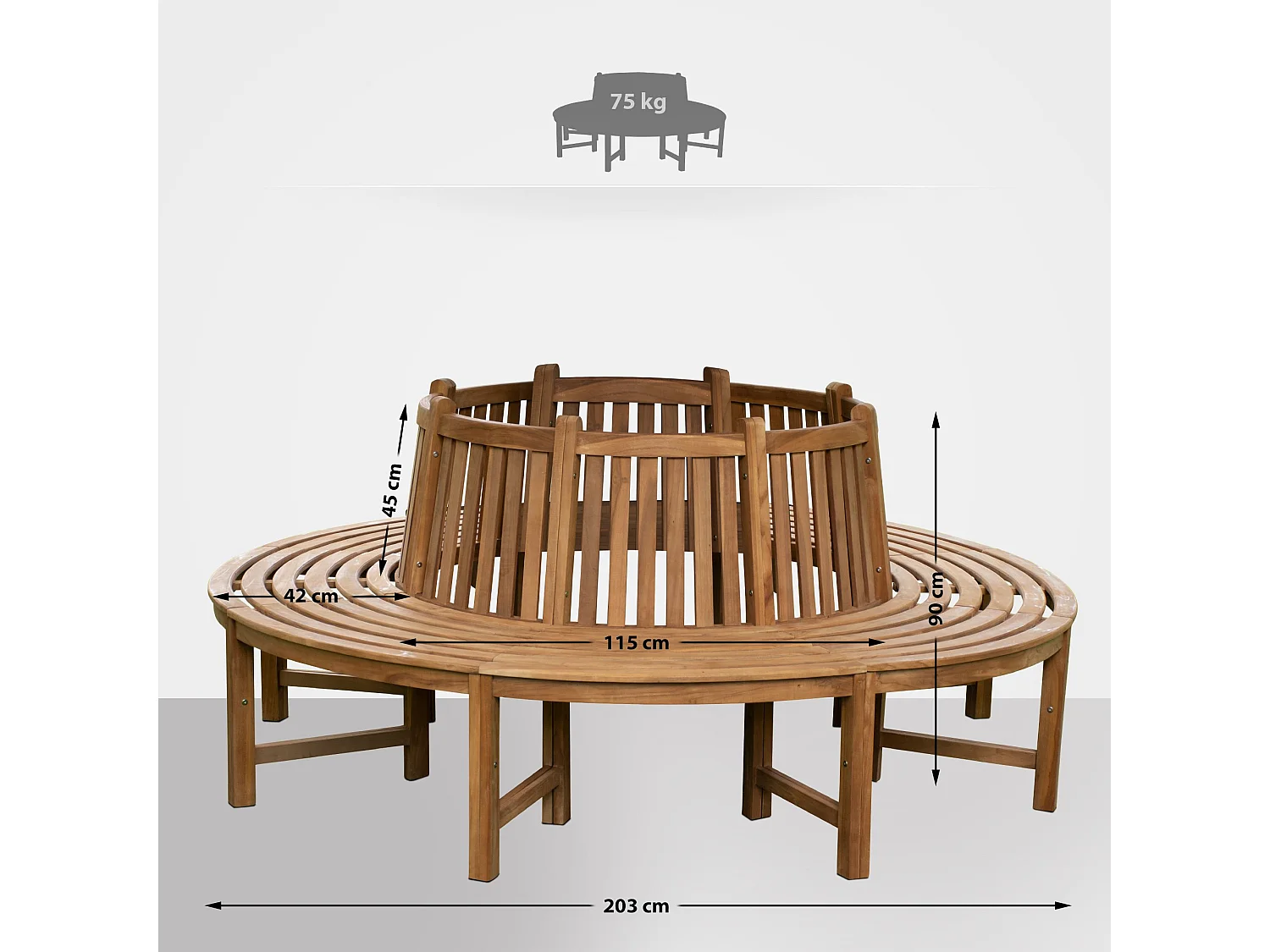 Banc de jardin - Bois & Acier inoxydable - Marron - Nila