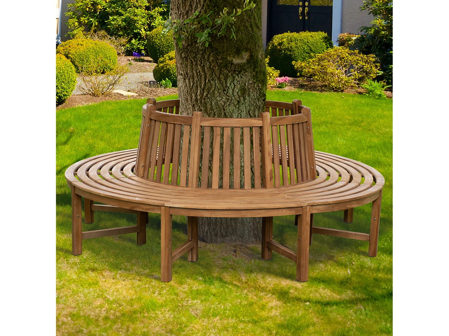 Banc de jardin - Bois & Acier inoxydable - Marron - Nila