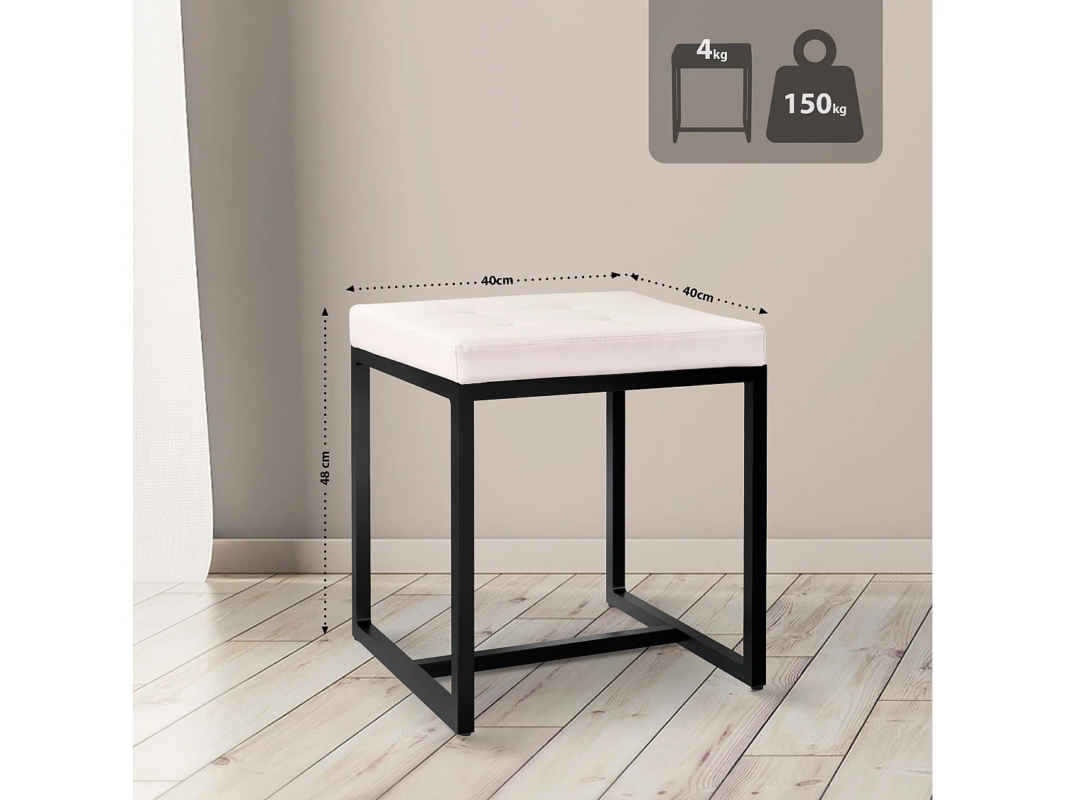 Tabouret - Similicuir - Crème - Barci