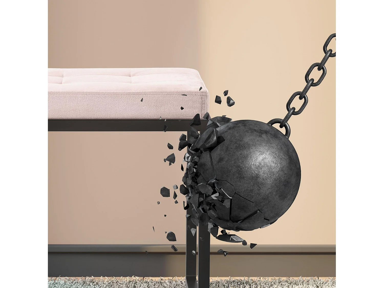 Tabouret - Velours - Gris clair - Barci