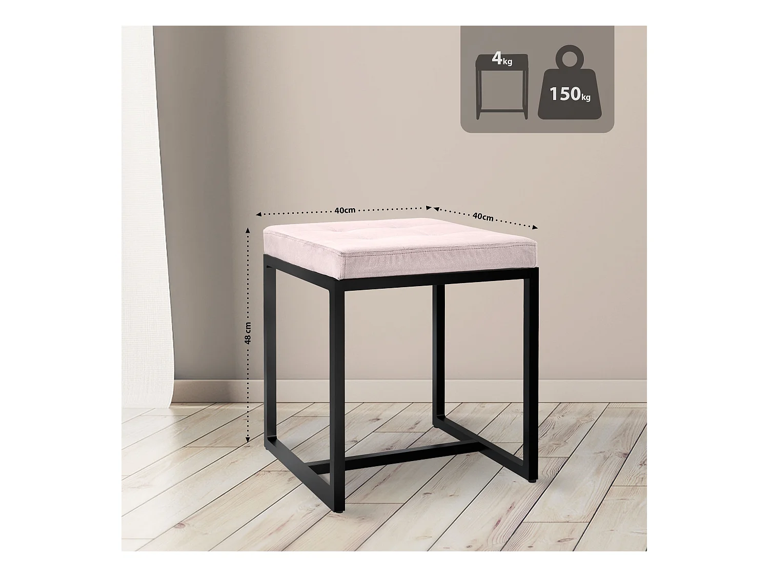 Tabouret - Velours - Crème - Barci