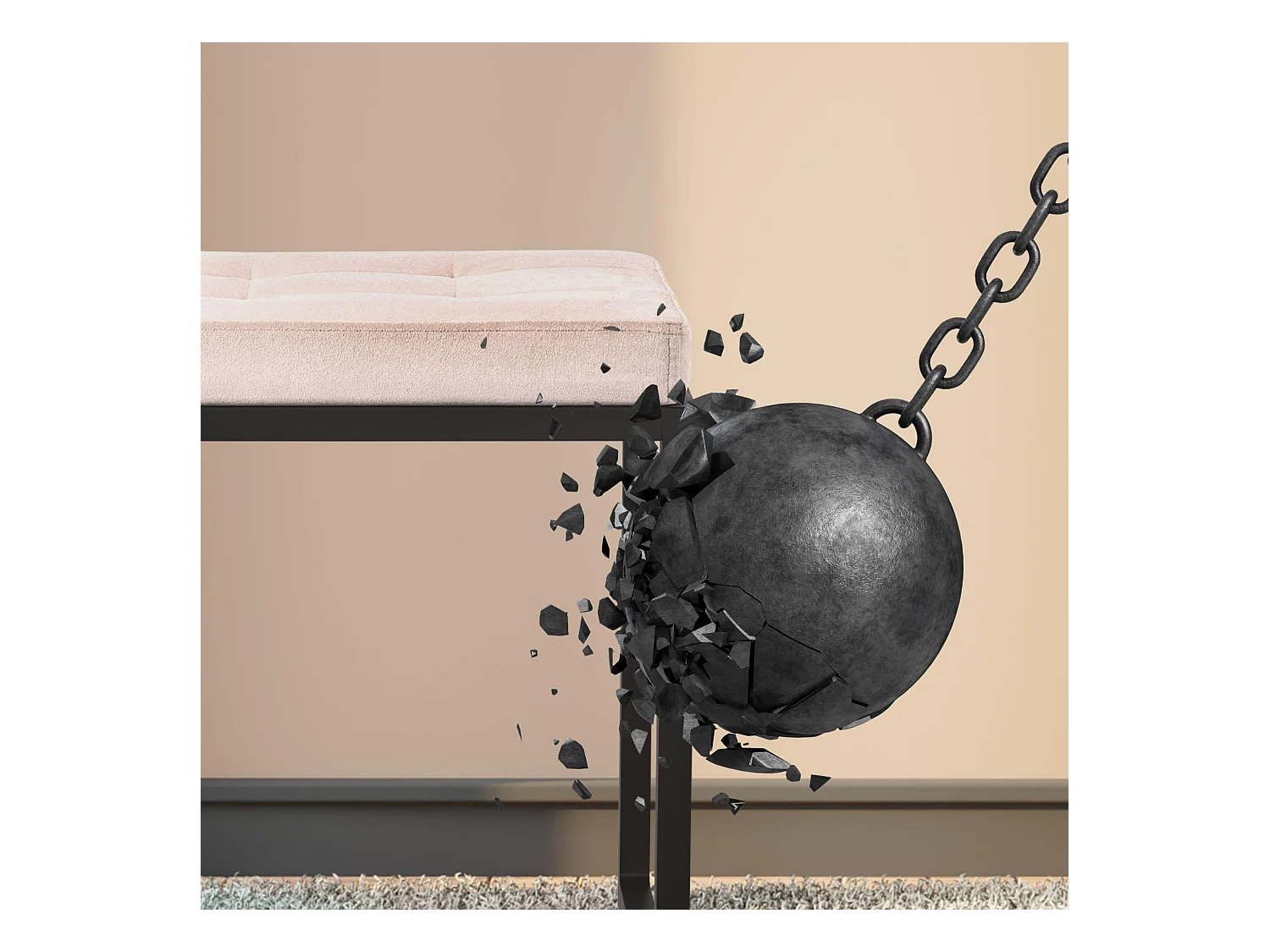 Tabouret - Velours - Crème - Barci