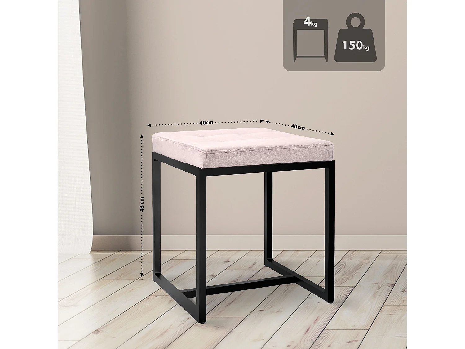 Tabouret - Velours - Crème - Barci