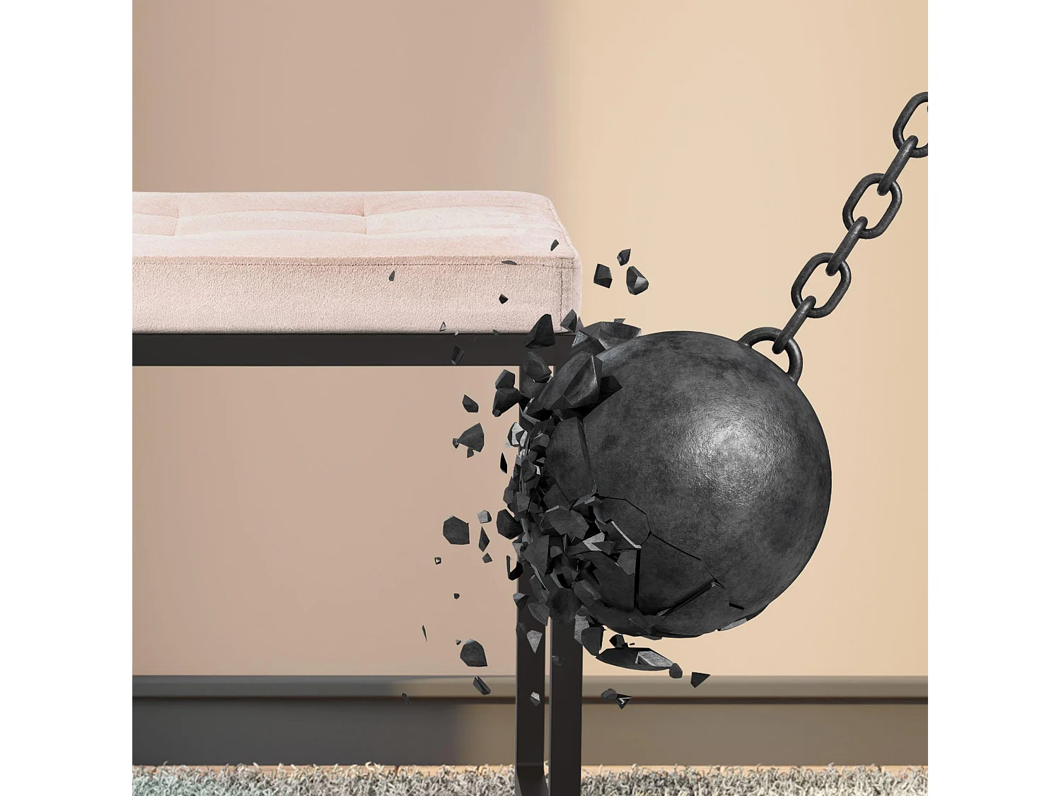 Tabouret - Velours - Crème - Barci