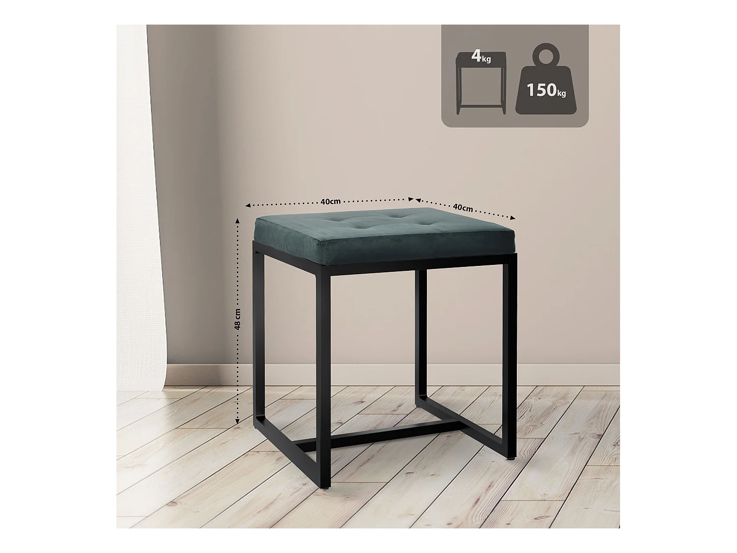 Tabouret - Velours - Vert - Barci