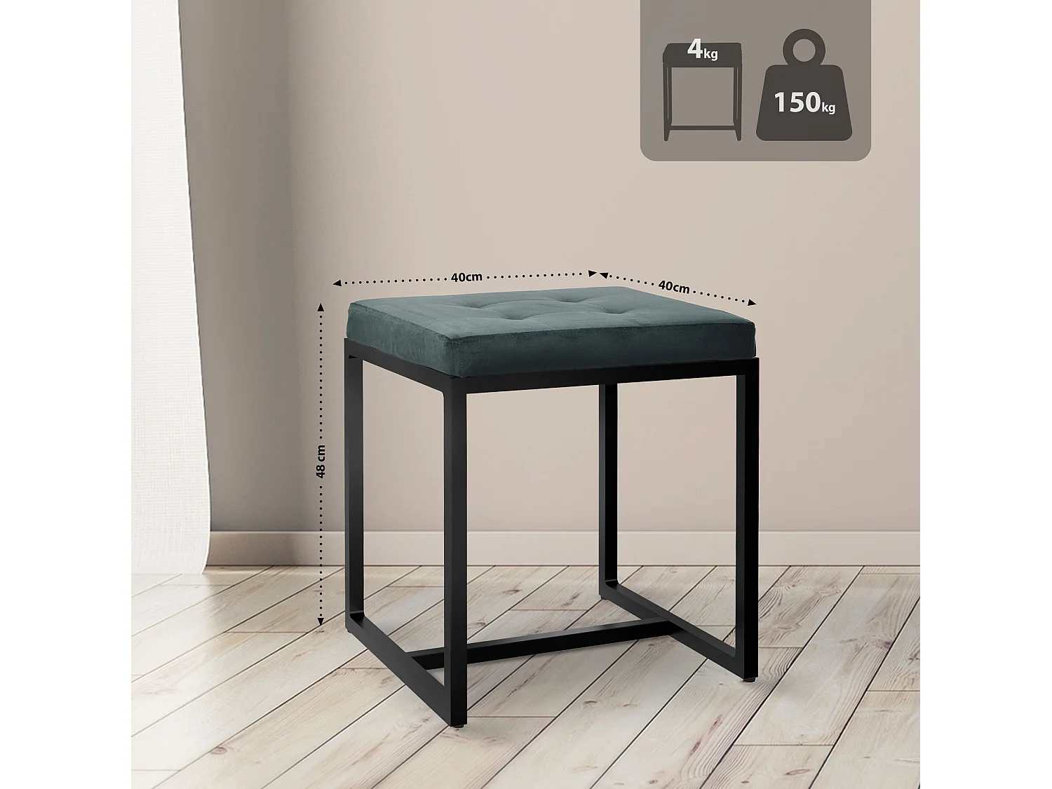 Tabouret - Velours - Vert - Barci