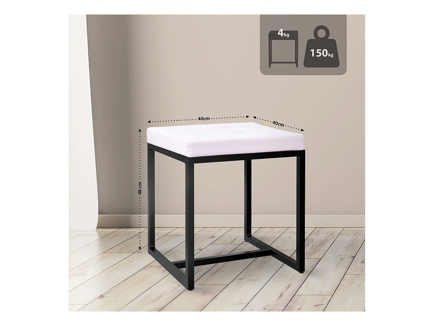 Tabouret - Similicuir - Blanc - Barci