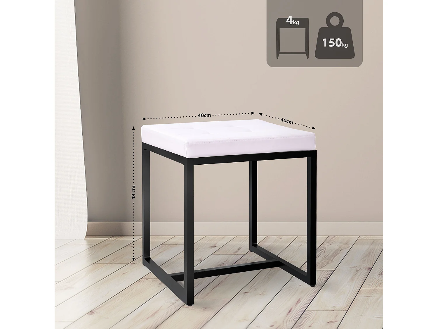 Tabouret - Similicuir - Blanc - Barci