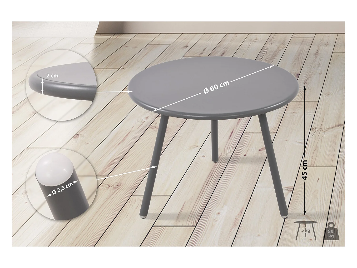 Table basse - Plastique - Gris foncé - Minot