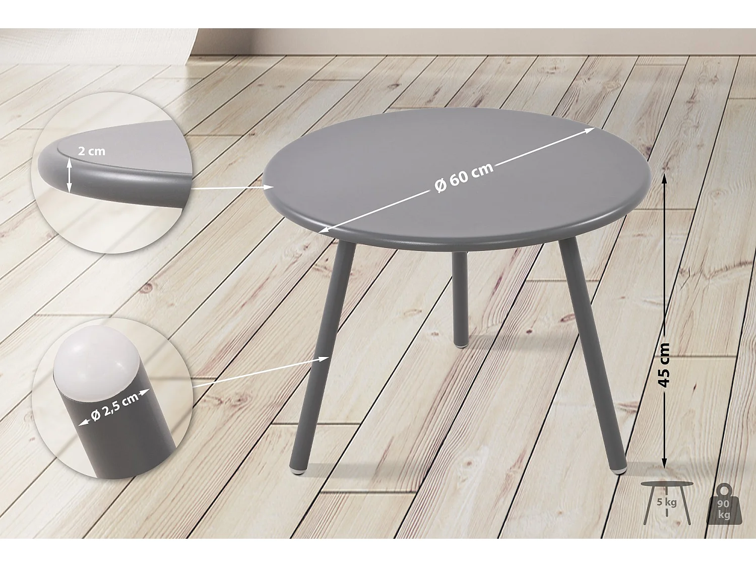 Table basse - Plastique - Gris foncé - Minot