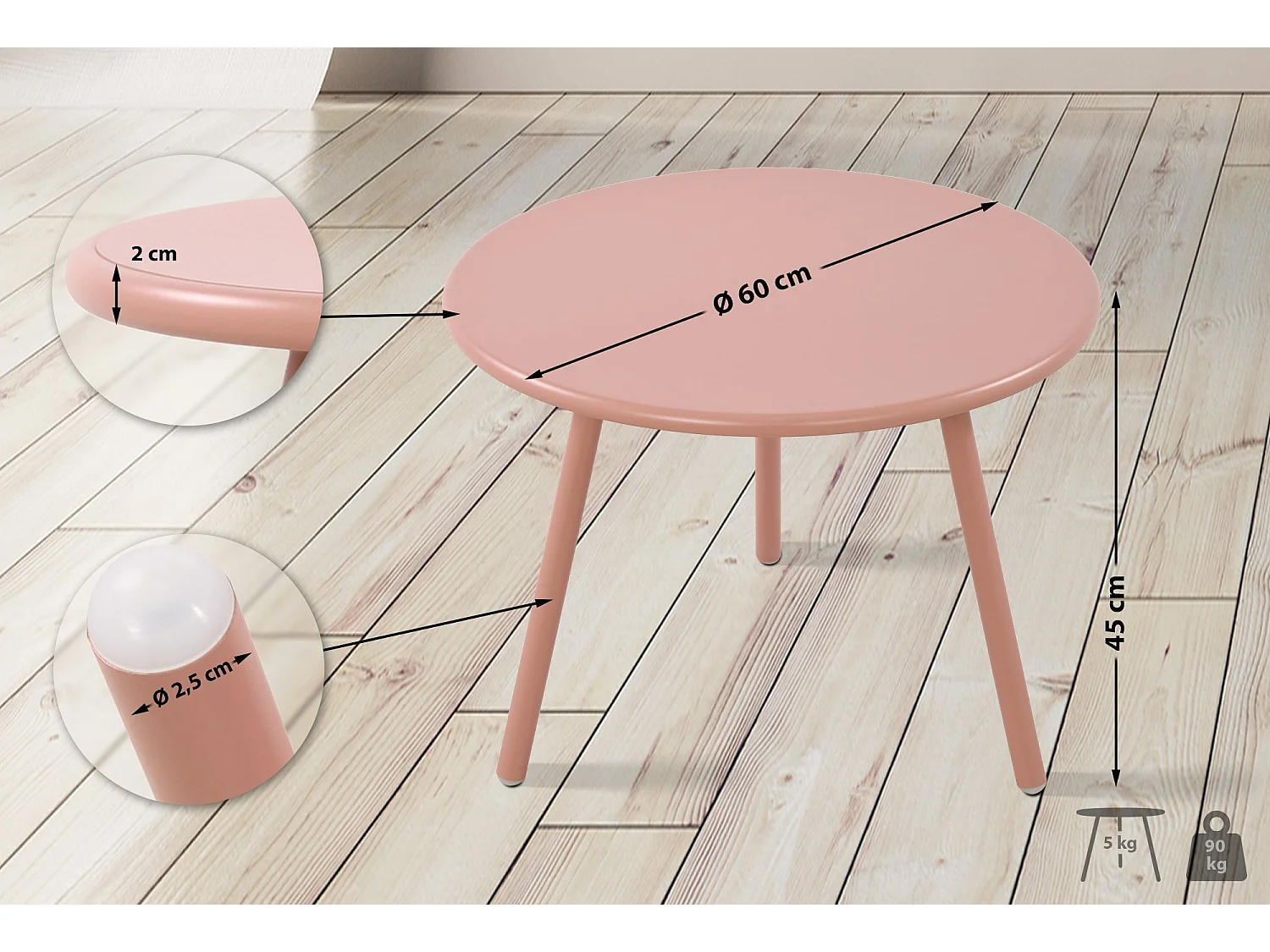 Table basse - Plastique - Rose - Minot