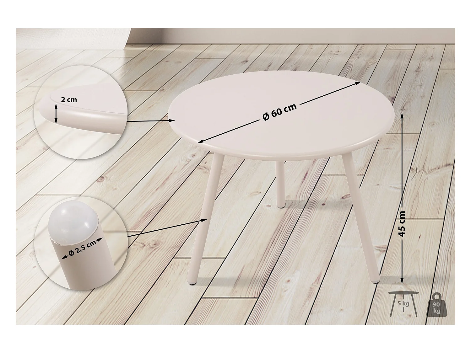 Table basse - Plastique - Gris clair - Minot