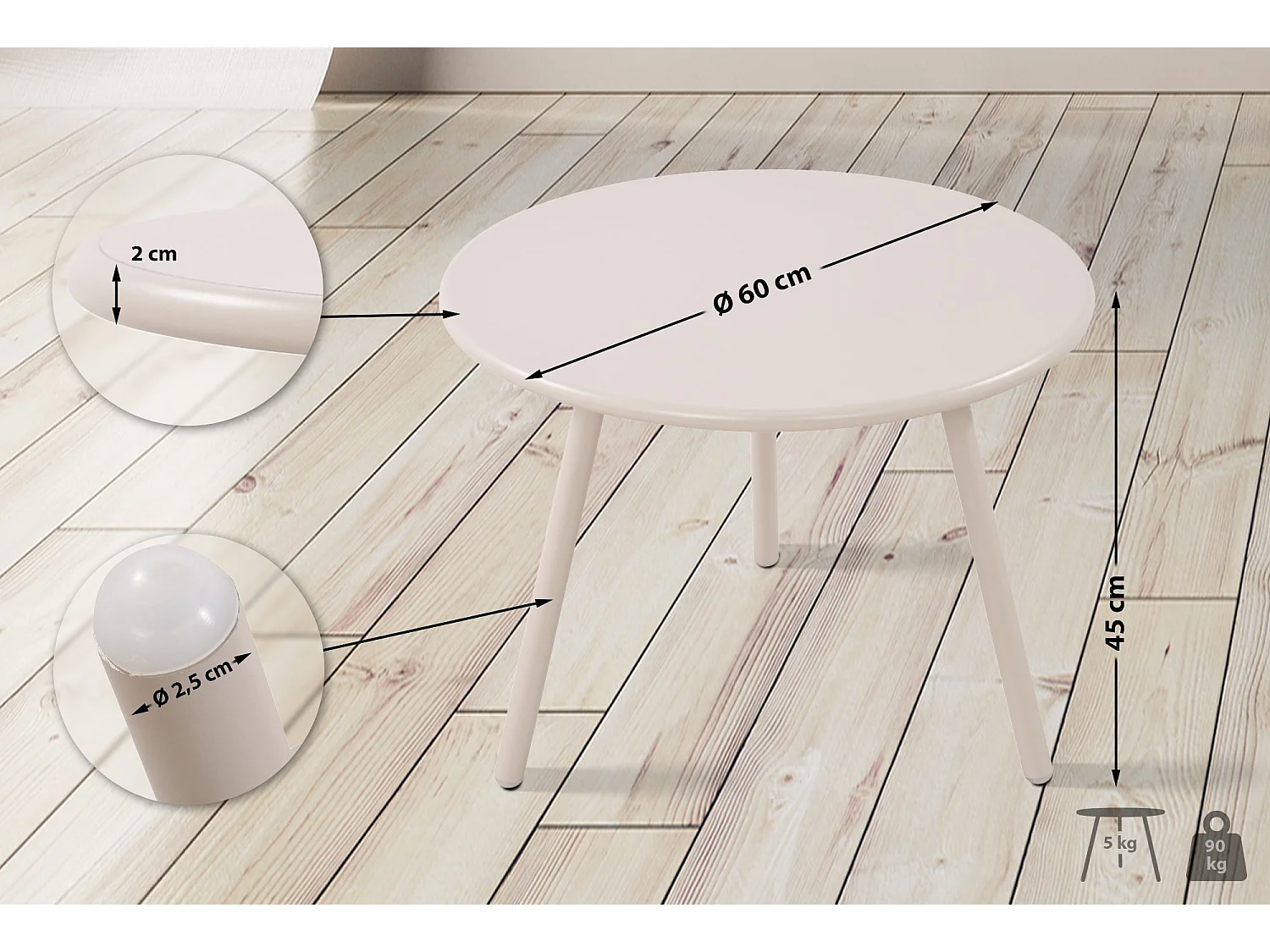 Table basse - Plastique - Gris clair - Minot