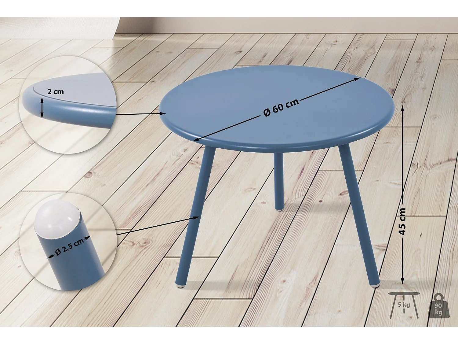 Table basse - Plastique - Bleu - Minot