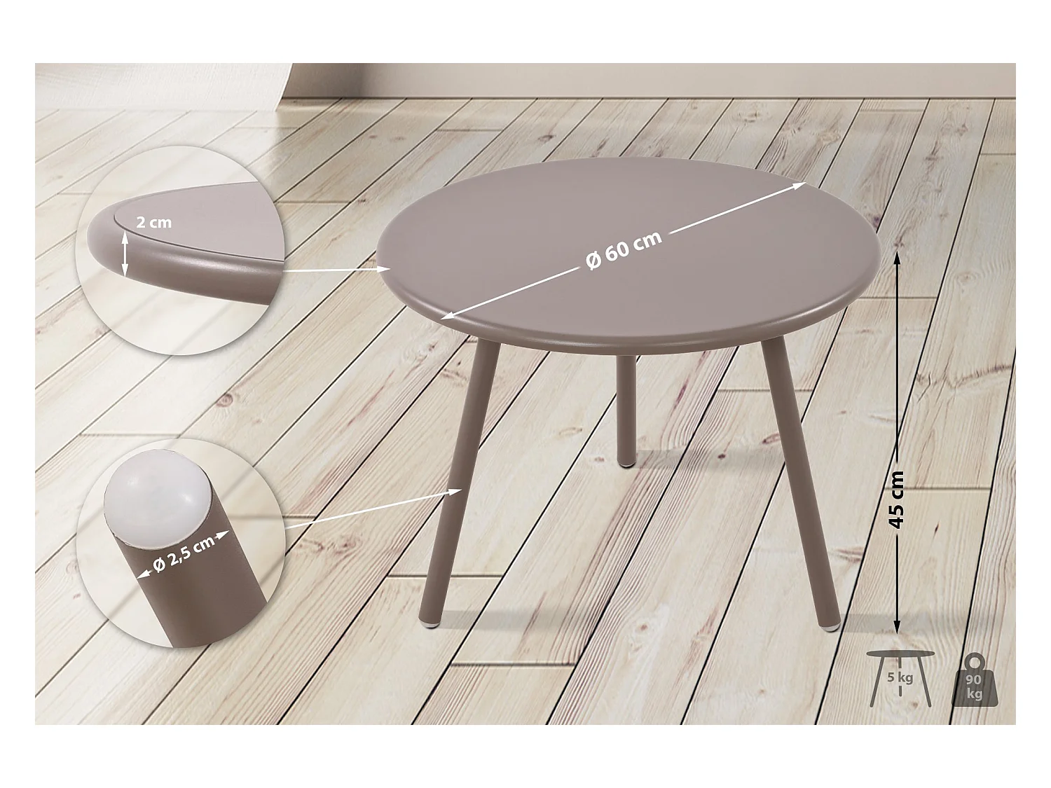 Table basse - Plastique - Taupe - Minot