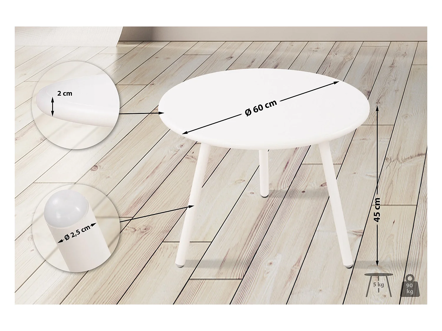 Table basse - Plastique - Blanc - Minot