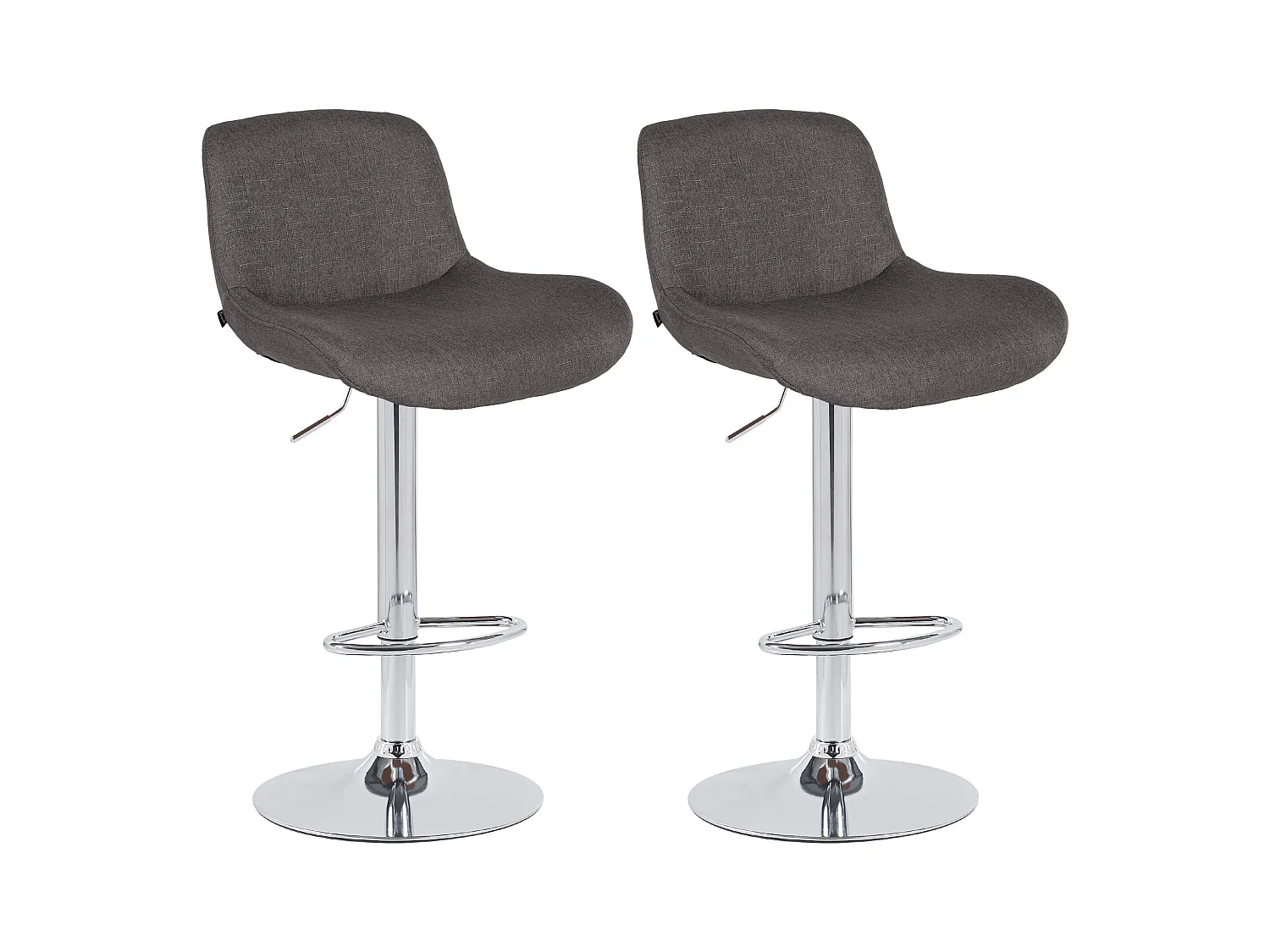 Lot de 2  Tabouret de bar - Tissu - Gris foncé - Solon
