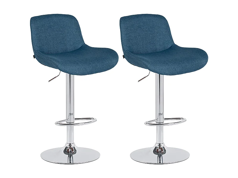 Lot de 2  Tabouret de bar - Tissu - Bleu - Solon