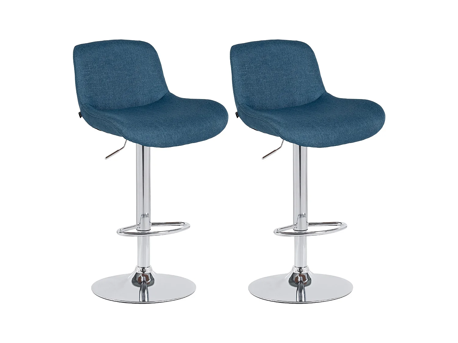 Lot de 2  Tabouret de bar - Tissu - Bleu - Solon