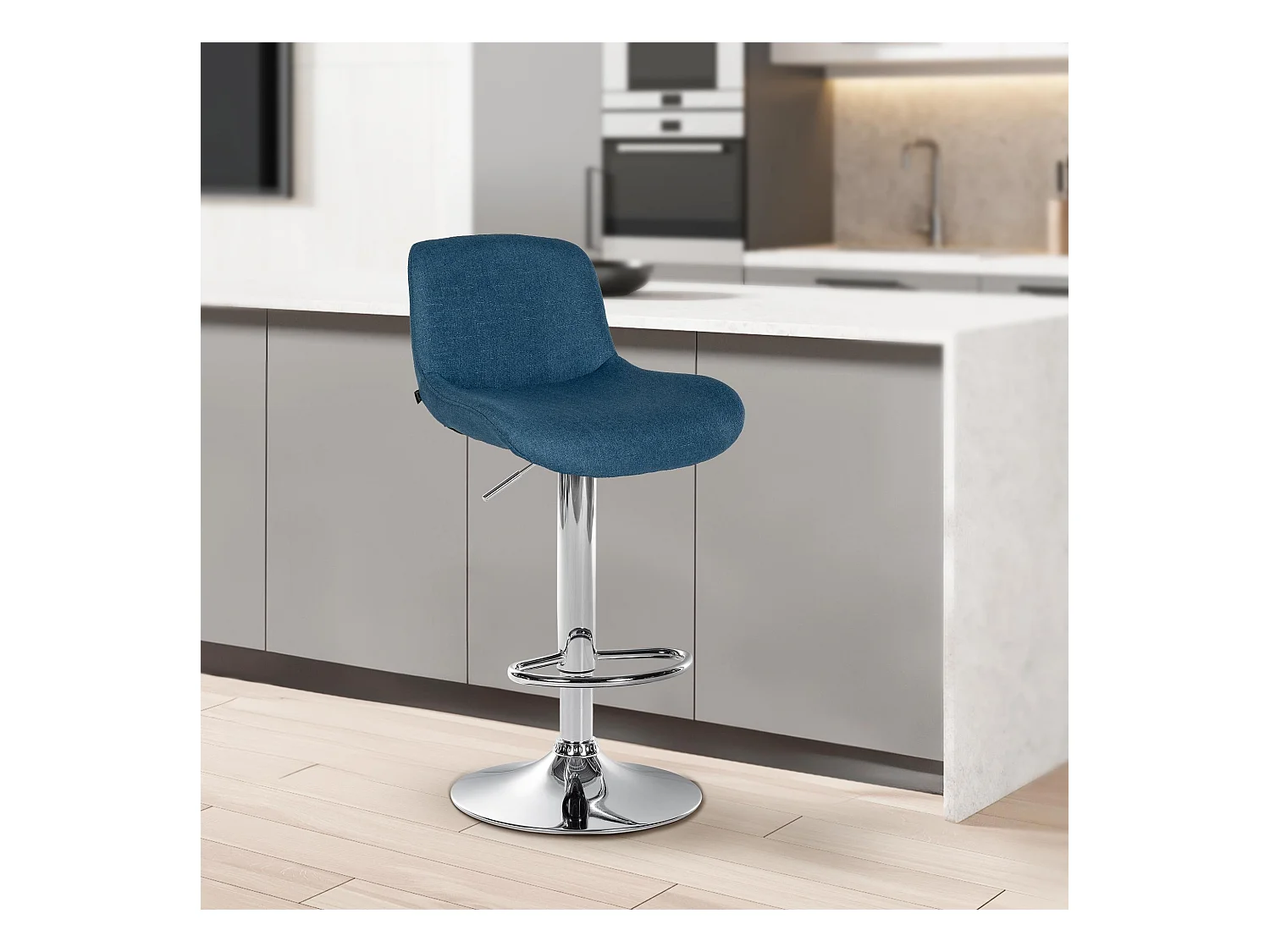 Lot de 2  Tabouret de bar - Tissu - Bleu - Solon