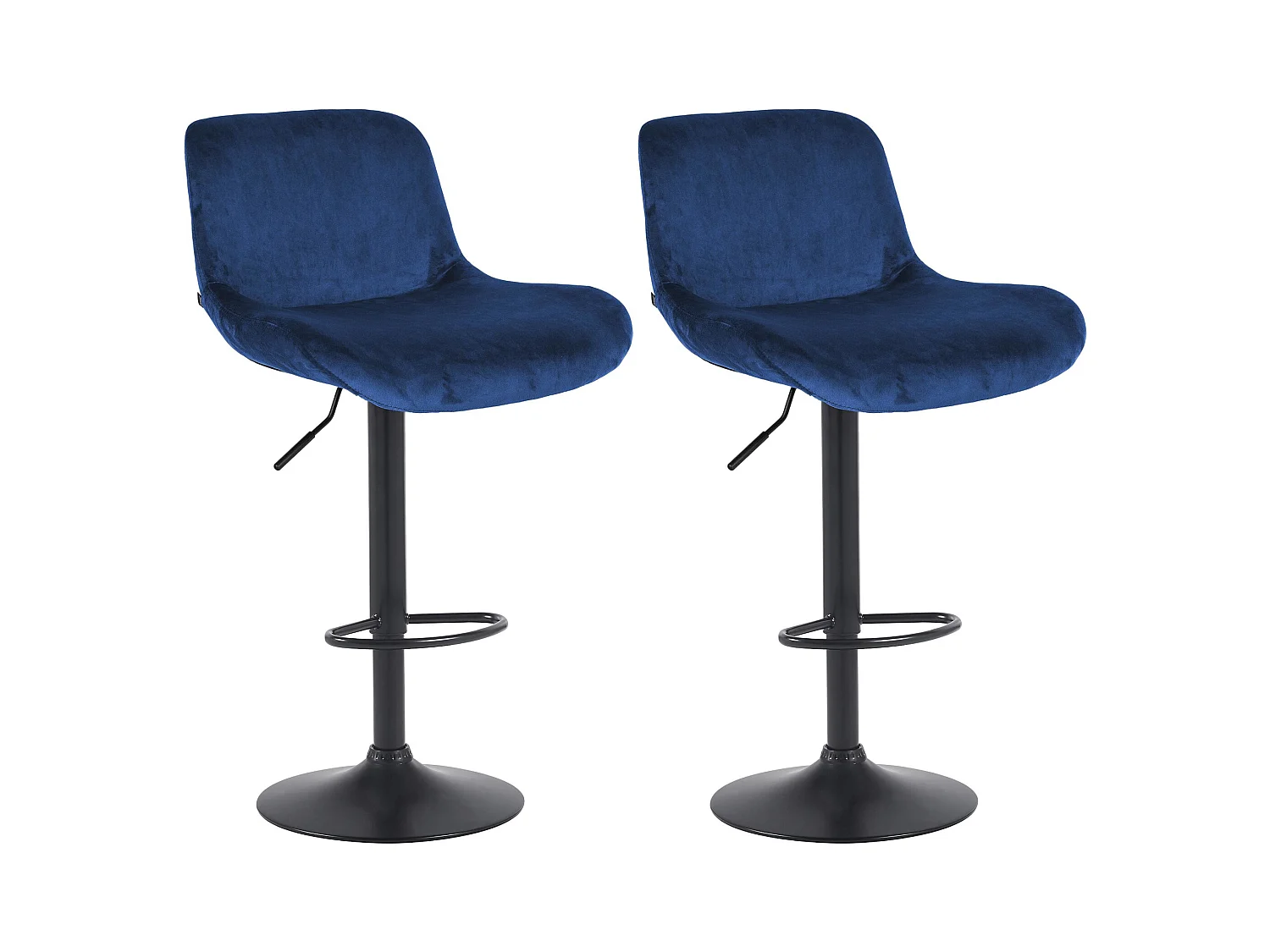 Lot de 2  Tabouret de bar - Velours - Bleu - Solon