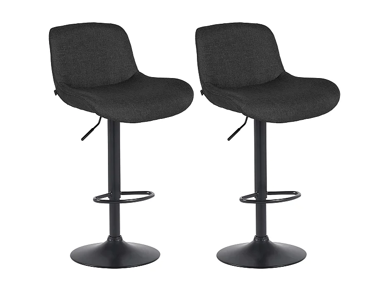 Lot de 2  Tabouret de bar - Tissu - Noir - Solon