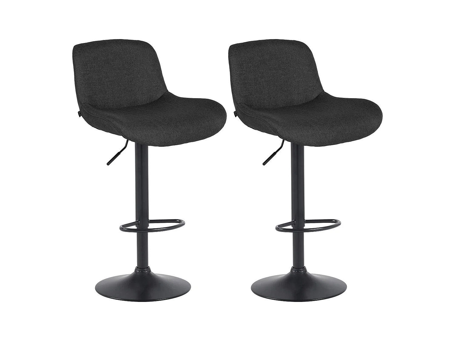 Lot de 2  Tabouret de bar - Tissu - Noir - Solon