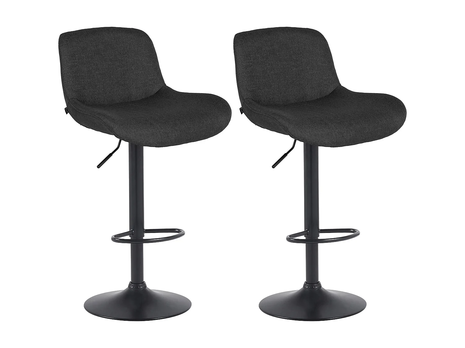 Lot de 2  Tabouret de bar - Tissu - Noir - Solon