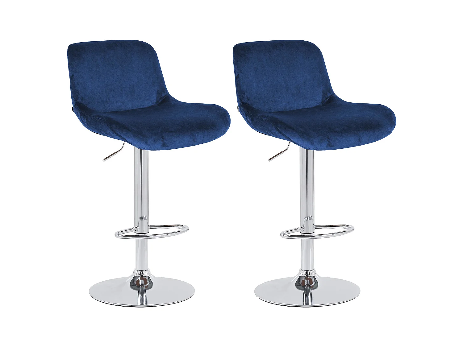 Lot de 2  Tabouret de bar - Velours - Bleu - Solon