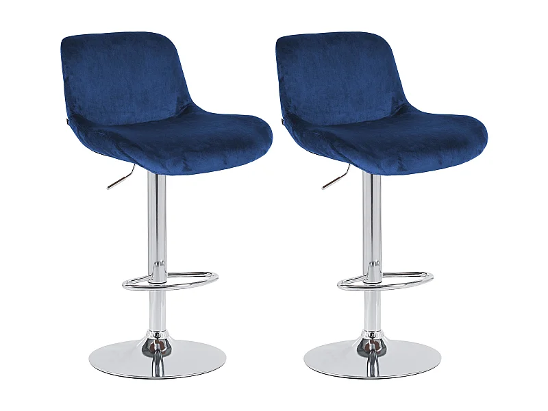 Lot de 2  Tabouret de bar - Velours - Bleu - Solon