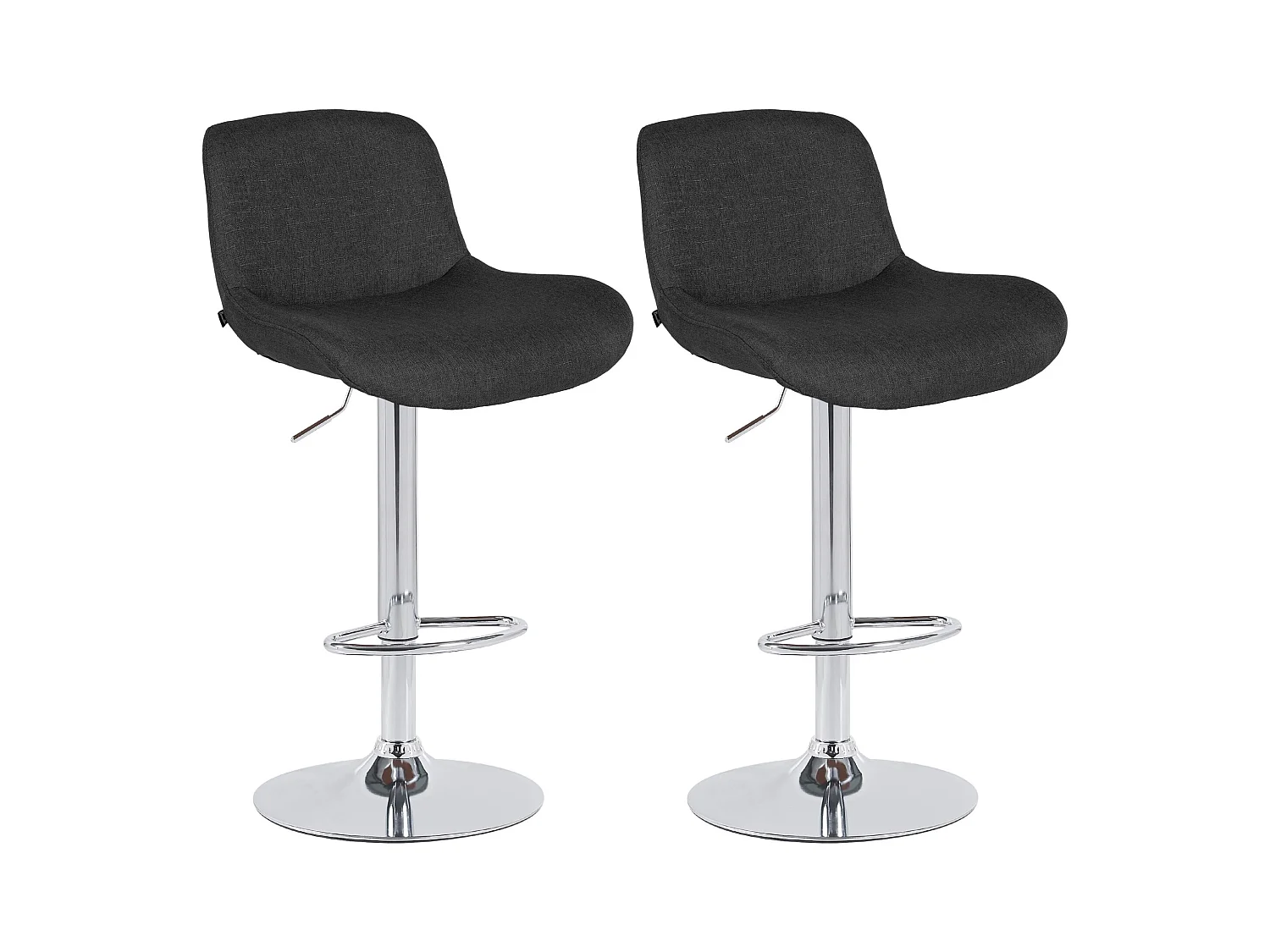 Lot de 2  Tabouret de bar - Tissu - Noir - Solon