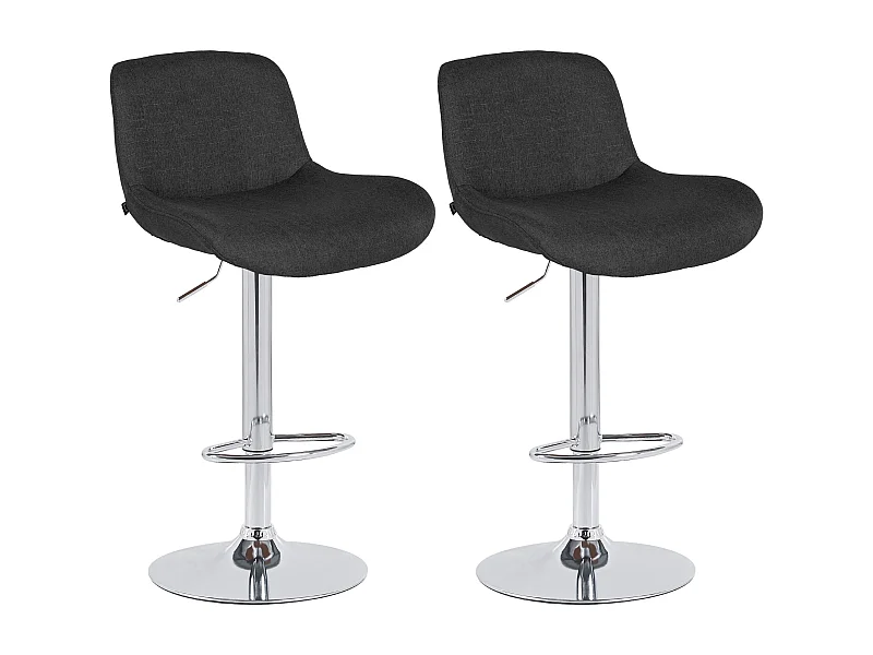 Lot de 2  Tabouret de bar - Tissu - Noir - Solon