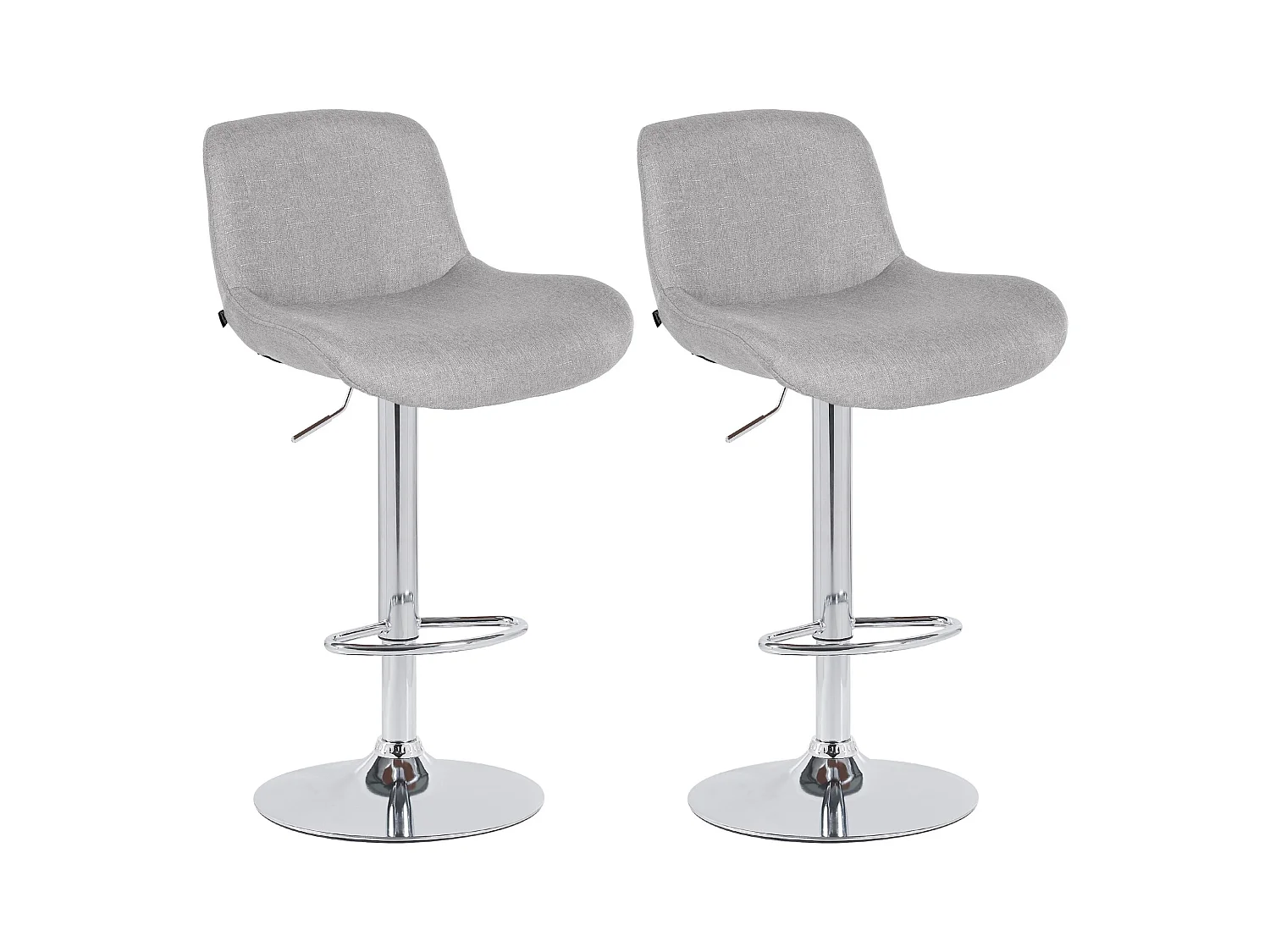 Lot de 2  Tabouret de bar - Tissu - Gris clair - Solon