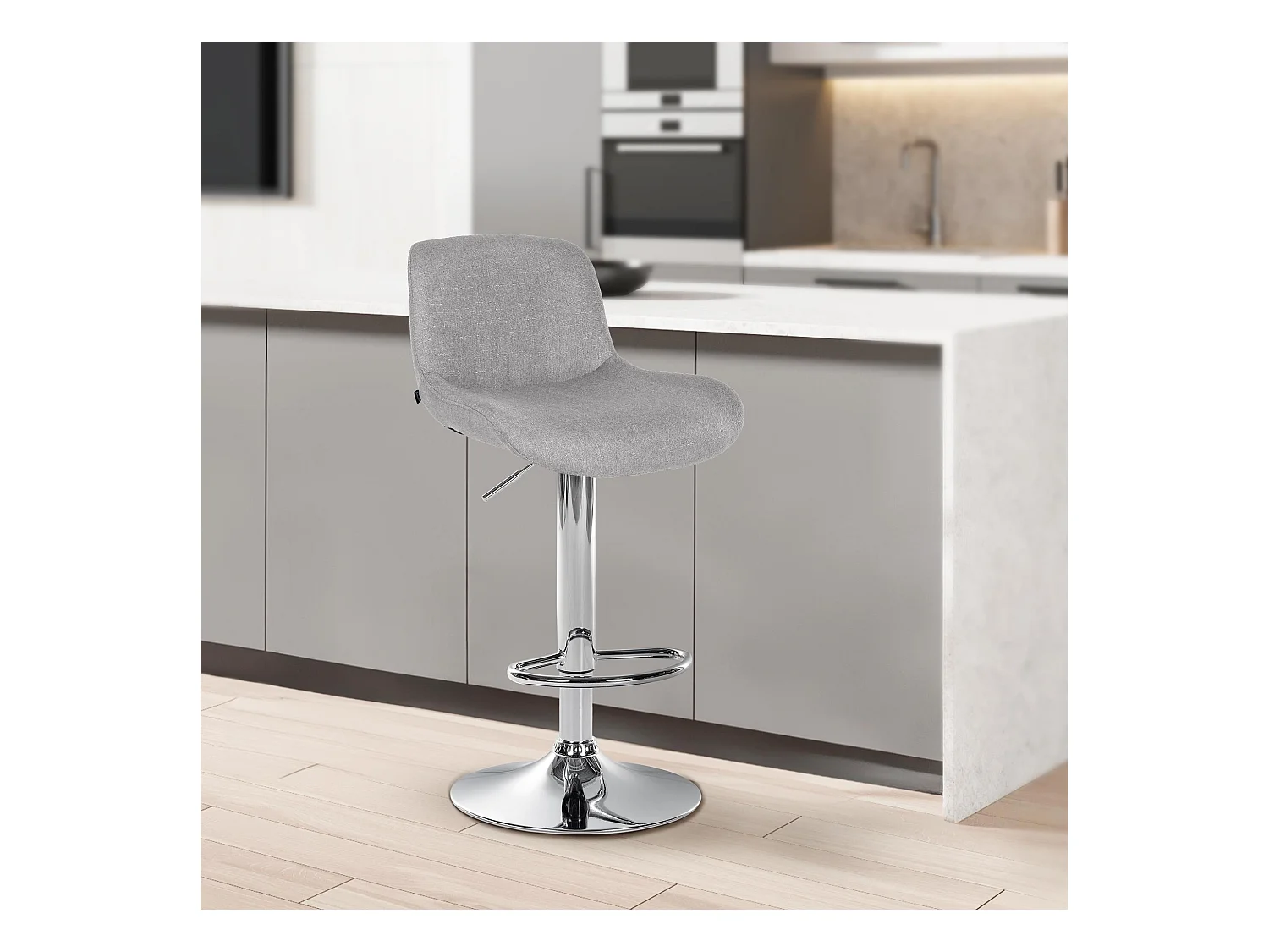 Lot de 2  Tabouret de bar - Tissu - Gris clair - Solon