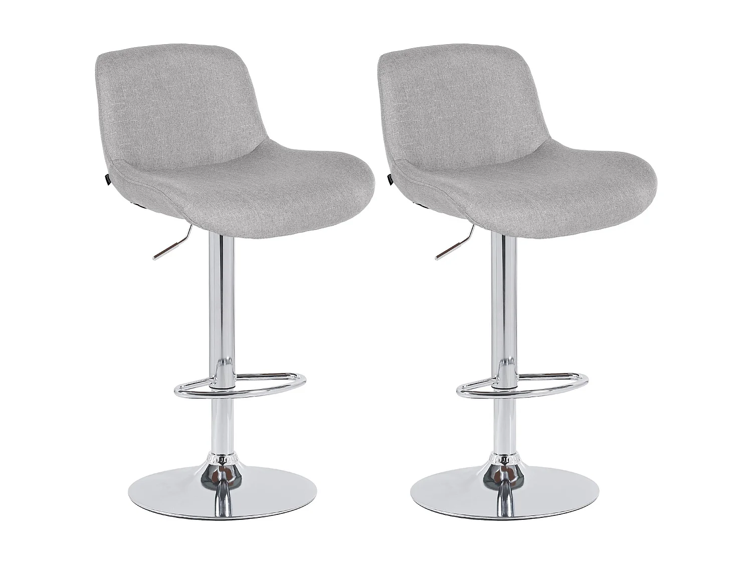 Lot de 2  Tabouret de bar - Tissu - Gris clair - Solon