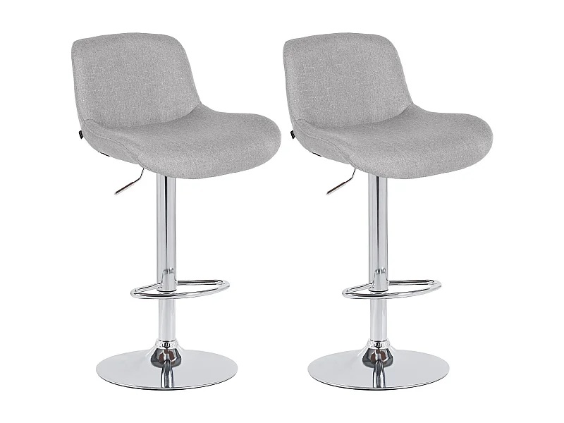 Lot de 2  Tabouret de bar - Tissu - Gris clair - Solon