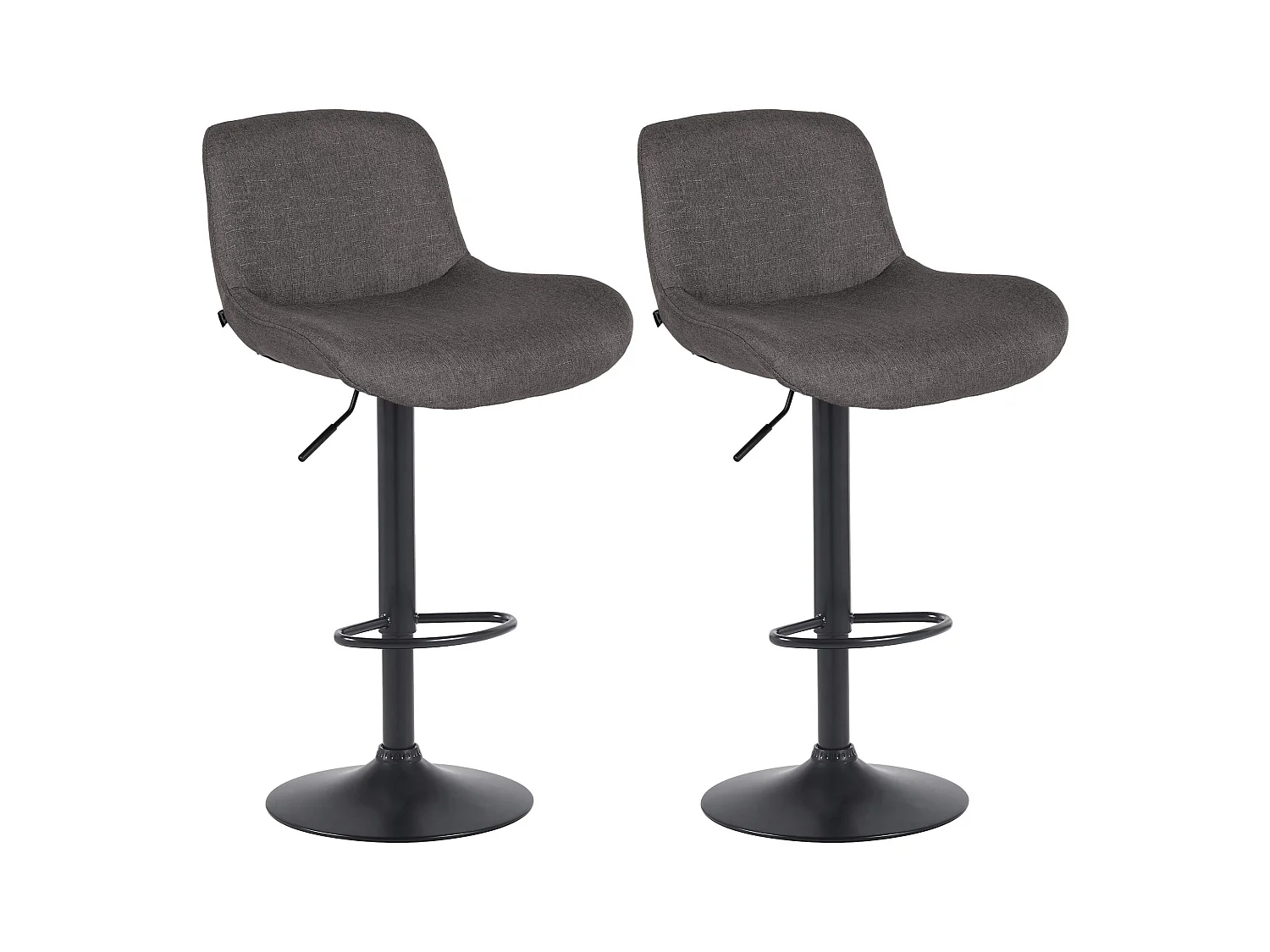 Lot de 2  Tabouret de bar - Tissu - Gris foncé - Solon