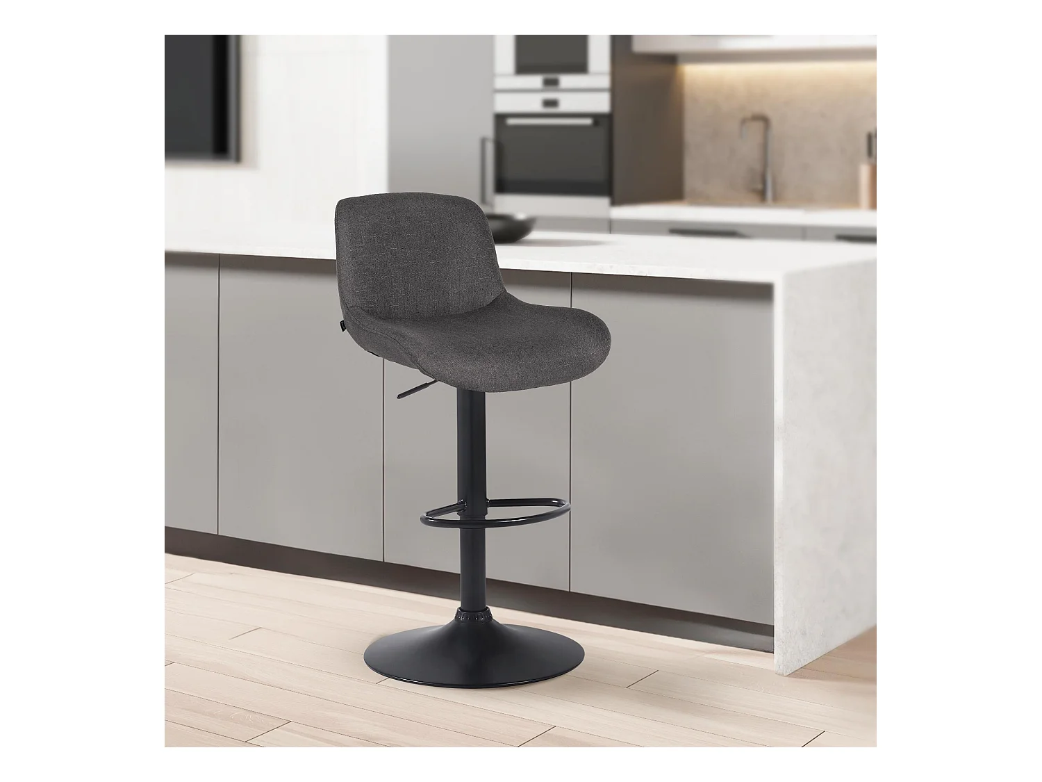 Lot de 2  Tabouret de bar - Tissu - Gris foncé - Solon