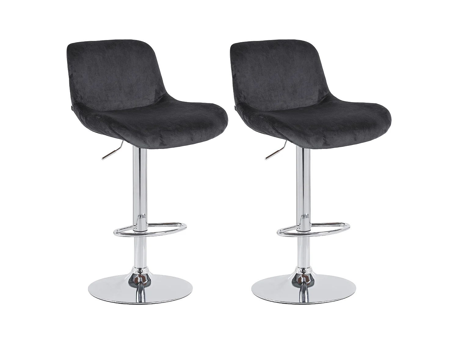 Lot de 2  Tabouret de bar - Velours - Noir - Solon