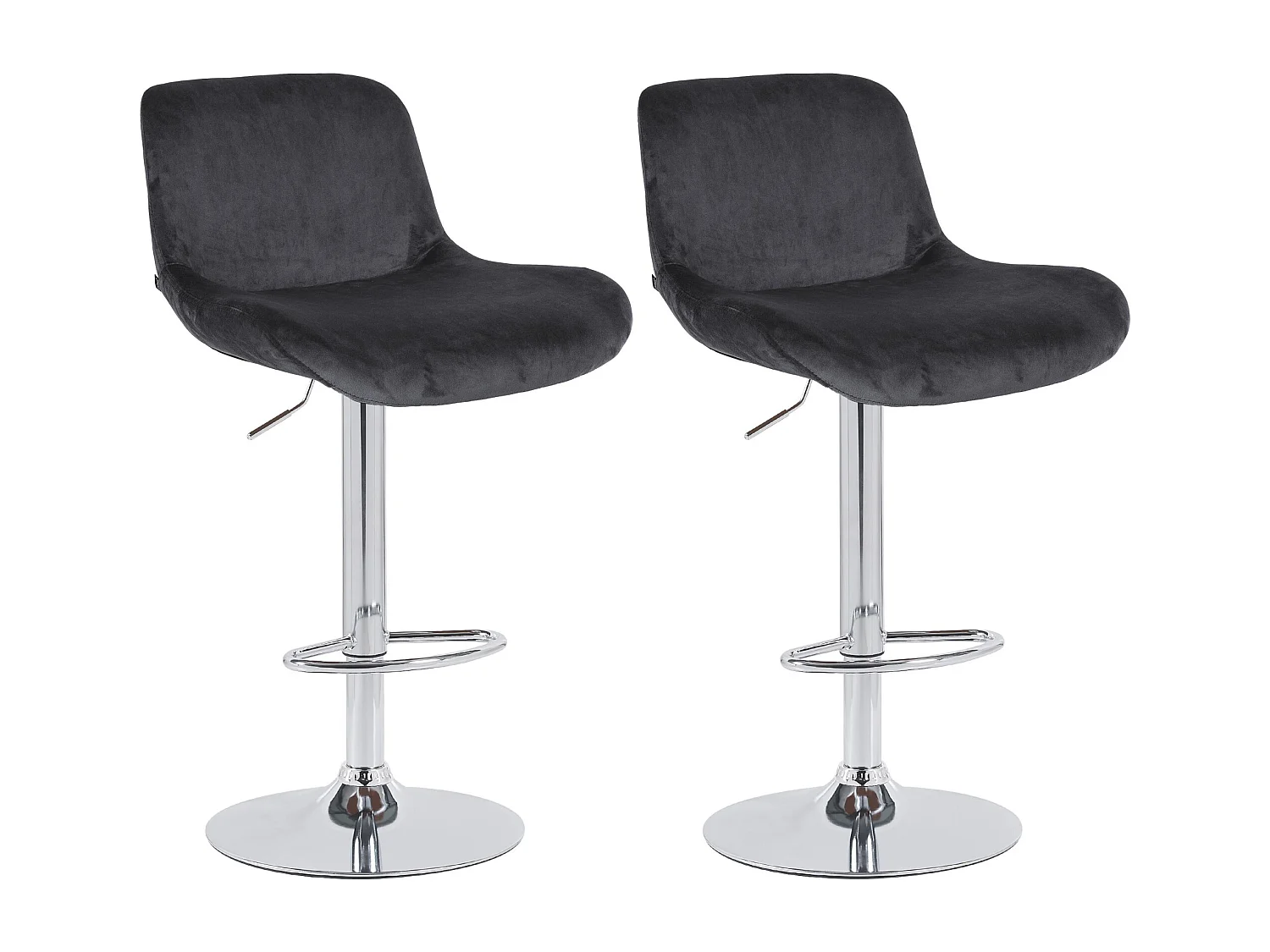 Lot de 2  Tabouret de bar - Velours - Noir - Solon