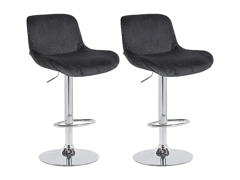 Lot de 2  Tabouret de bar - Velours - Noir - Solon
