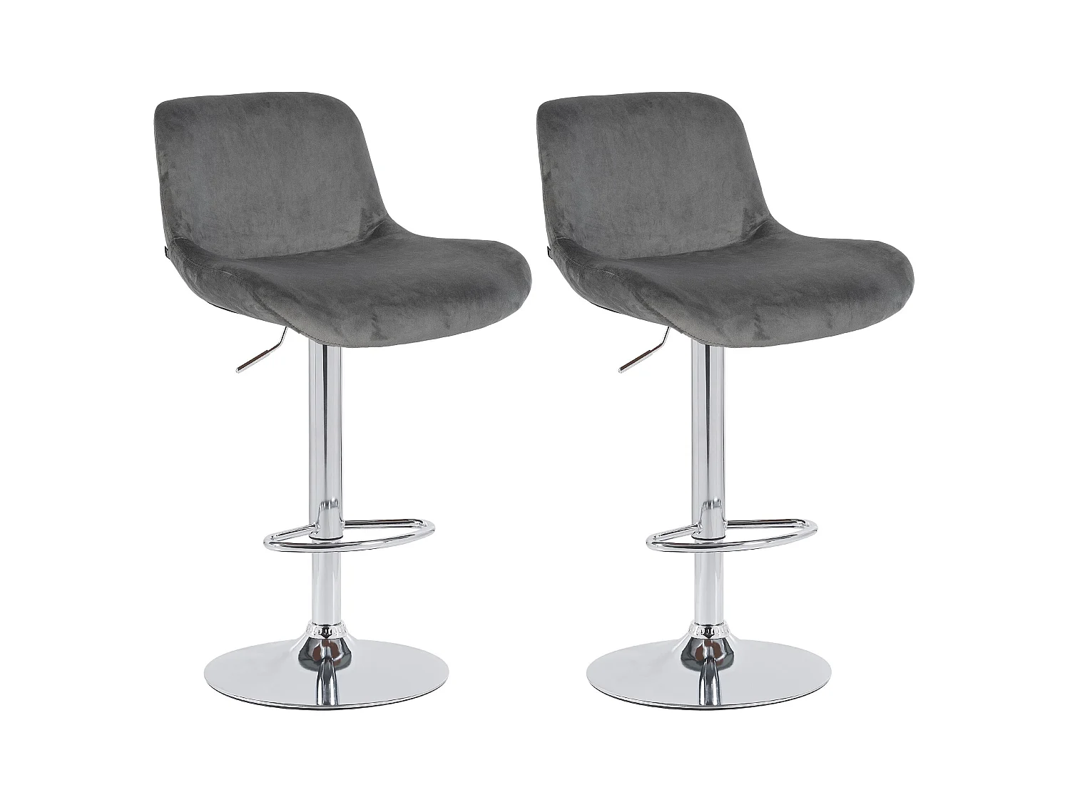 Lot de 2  Tabouret de bar - Velours - Gris foncé - Solon