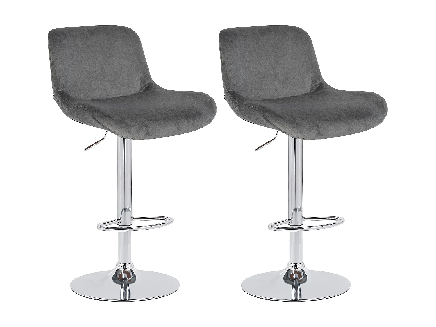 Lot de 2  Tabouret de bar - Velours - Gris foncé - Solon