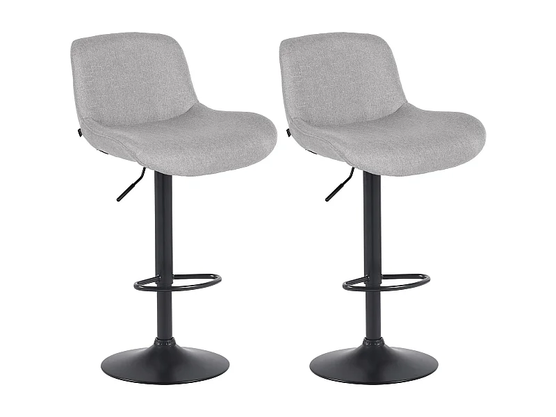Lot de 2  Tabouret de bar - Tissu - Gris clair - Solon